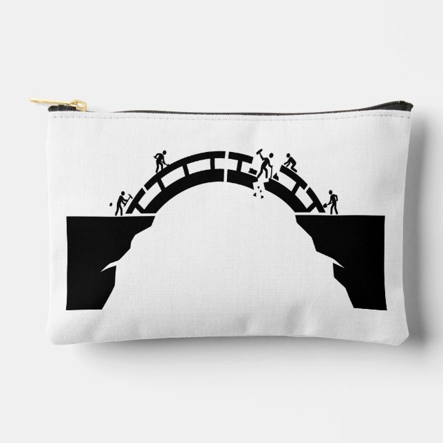 Repairing bridge silhouette teamwork graphics accessory pouch (Front)