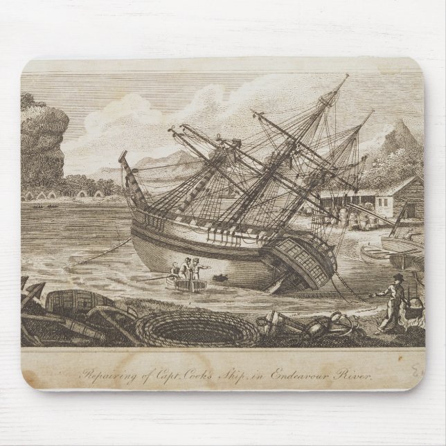 Repairing of Captain Cooks ship Mouse Pad (Front)