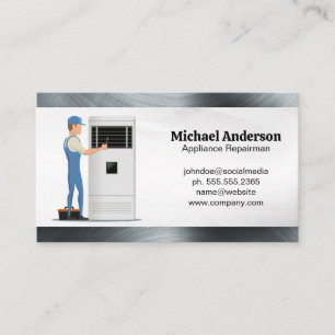 Repairman Fixing AC Unit Appliances Business Card