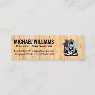 Repairman with Hand Tools Wood Mini Business Card