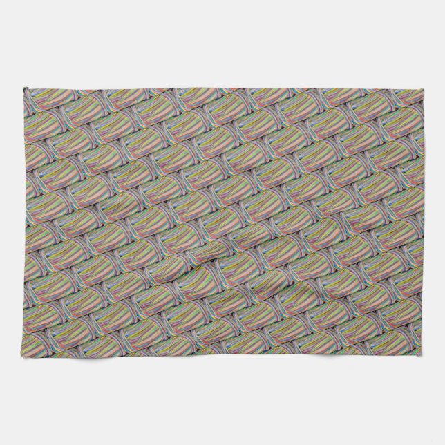 repeat abstract art pattern watercolor basketweave tea towel (Horizontal)