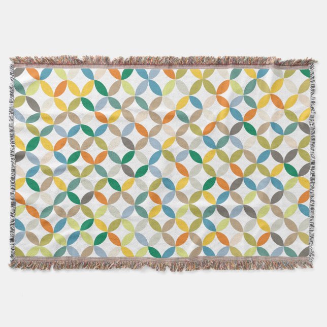Repeat circle quarters cutout style pattern throw blanket (Front)