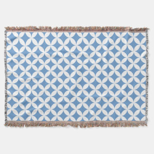 Repeat circle quarters style blue pattern throw blanket