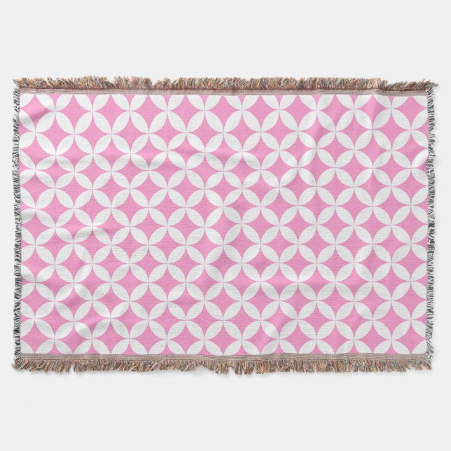 Repeat circle quarters style pink pattern throw (Front)