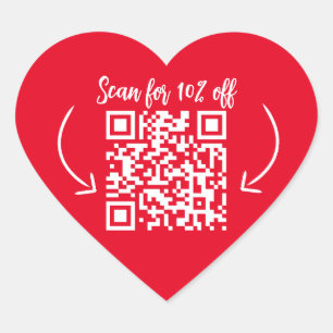 Repeat customer loyalty marketing QR code red Heart Sticker