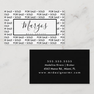 Repeat Home Sale Realtor Broker Black White Business Card