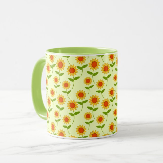 Repeat Sunflower Pattern Mug (Front Left)