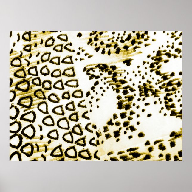 Repeatable Snake Skin. Yellow Fashion Style. White Poster (Front)