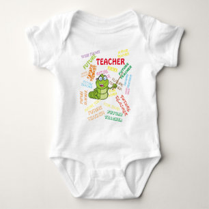 Repeated Future Teacher Cute Caterpillar Shower Baby Bodysuit
