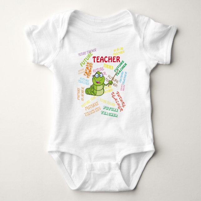 Repeated Future Teacher | Cute Caterpillar Shower Baby Bodysuit (Front)