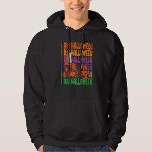 Repeated I Dig Halloween Pumpkin Tractor Jack o La Hoodie