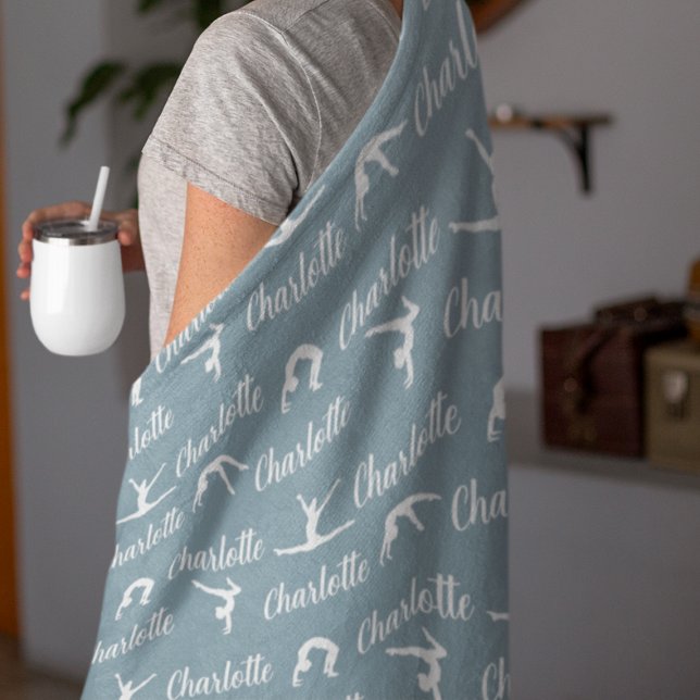 Repeated Names Gymnastics Blue Fleece Blanket (Creator Uploaded)