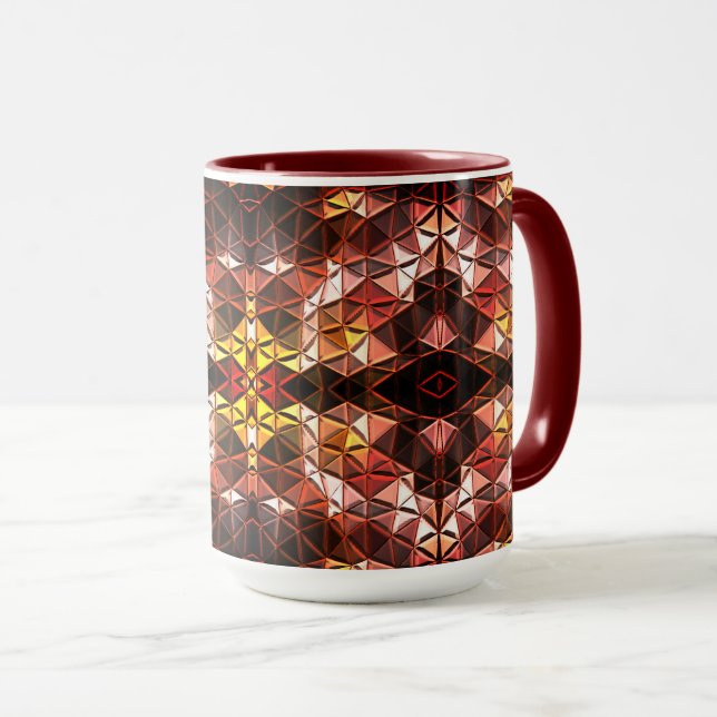 Repeated of red triangle generating strange shapes mug (Front Right)
