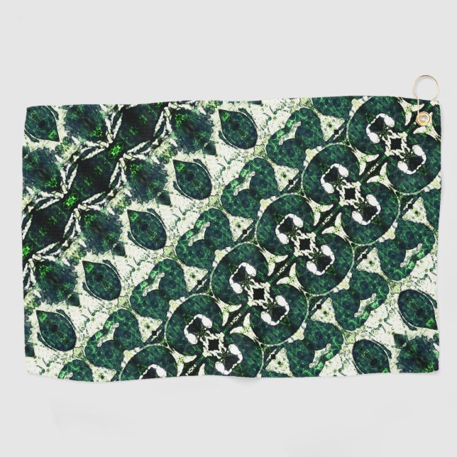 Repeated rough emerald green under white texture t golf towel (Horizontal)