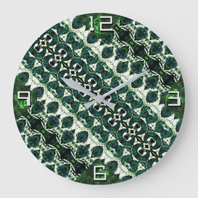 Repeated rough emerald green under white texture t large clock (Front)