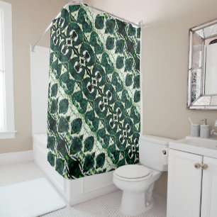 Repeated rough emerald green under white texture t shower curtain