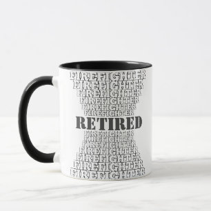 Repeated Text Pyramid Style Retired Firefighter Mug