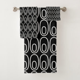 Repeating Black Ovals Bath Towel Set