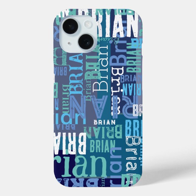 Repeating Brian (custom name) blue hues Case-Mate iPhone Case (Back)