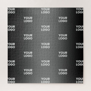 Repeating Business Logo Black & Grey Gradient Jigsaw Puzzle