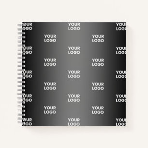 Repeating Business Logo Black & Grey Gradient Notebook