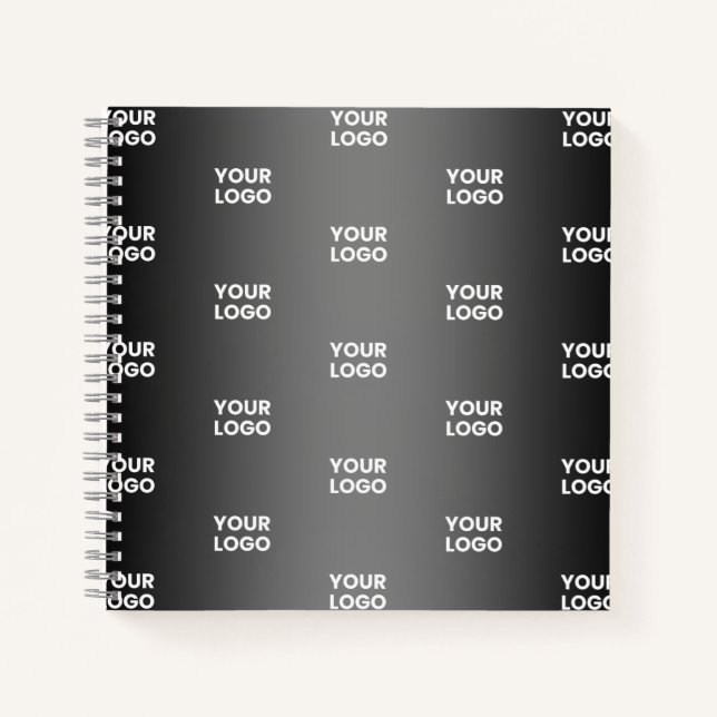 Repeating Business Logo | Black & Grey Gradient Notebook (Front)