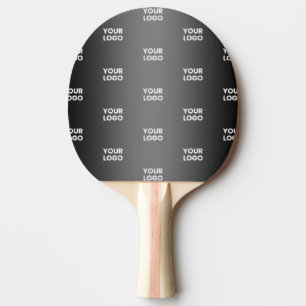 Repeating Business Logo Black & Grey Gradient Ping Pong Paddle