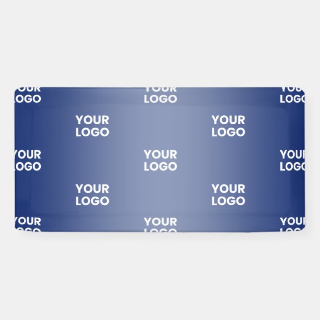 Repeating Business Logo | Navy Blue Gradient Banner (Horizontal)