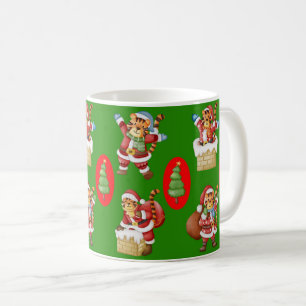 Repeating Christmas pattern featuring tigers as Sa Coffee Mug