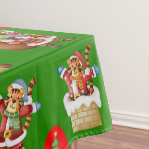 Repeating Christmas pattern featuring tigers  Tablecloth