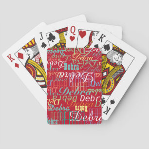 Repeating Colour Names printed all over red Playing Cards