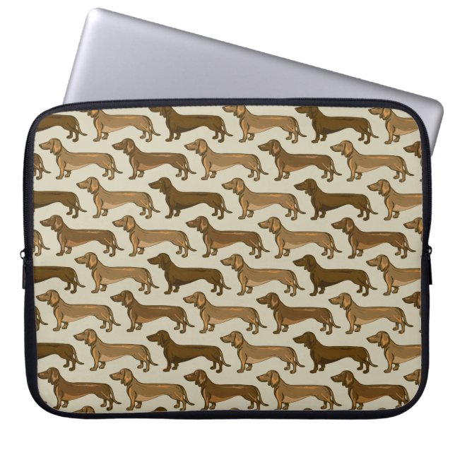 Repeating Dachshunds Pattern Laptop Sleeve (Front)
