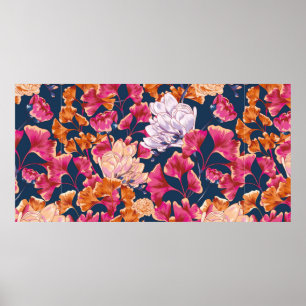 Repeating Flora Vintage Vintage Pattern Poster