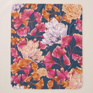 Repeating Flora Vintage Vintage Pattern Sherpa Blanket