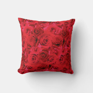 Repeating Floral Motif Red Roses Pattern Cushion