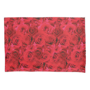 Repeating Floral Motif   Red Roses Pattern Pillowcase