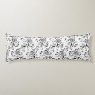 Repeating Floral Motif | White Roses Pattern Body Cushion