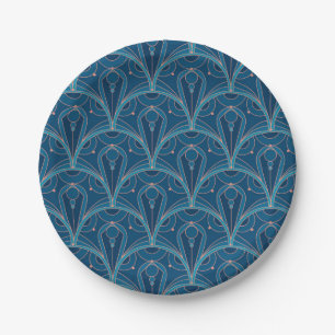 Repeating geometric Art Deco pattern Paper Plate