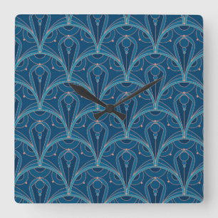 Repeating geometric Art Deco pattern Square Wall Clock