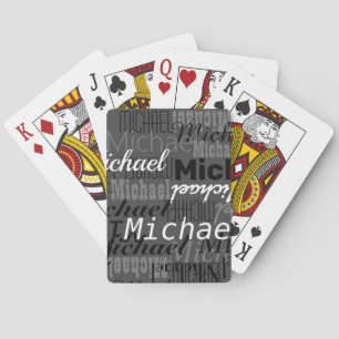 Repeating Grey Black Names Playing Cards