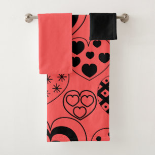 Repeating Hearts  Bath Towel Set