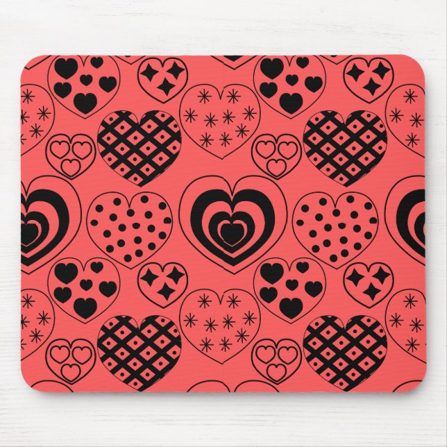 Repeating Hearts Mouse Pad (Front)