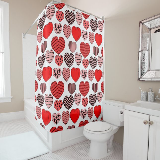 Repeating Hearts Shower Curtain (In Situ)
