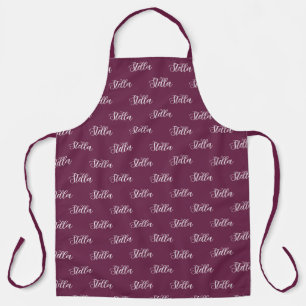 Repeating Her Name Burgundy Mum Apron