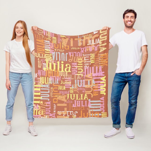 Repeating Her Name | Cool Boho Tones Fleece Blanket (In Situ)