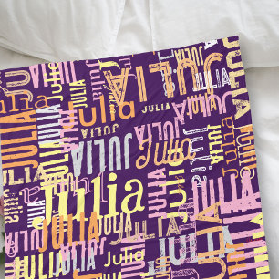 Repeating Her Name   Cool Colours Purple Fleece Blanket