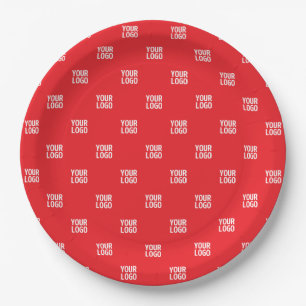 Repeating Image, Design or Company Business Logo Paper Plate