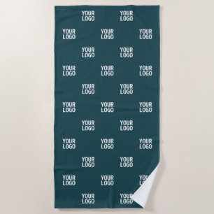 Repeating Image, Design or Logo Dark Blue Green Beach Towel