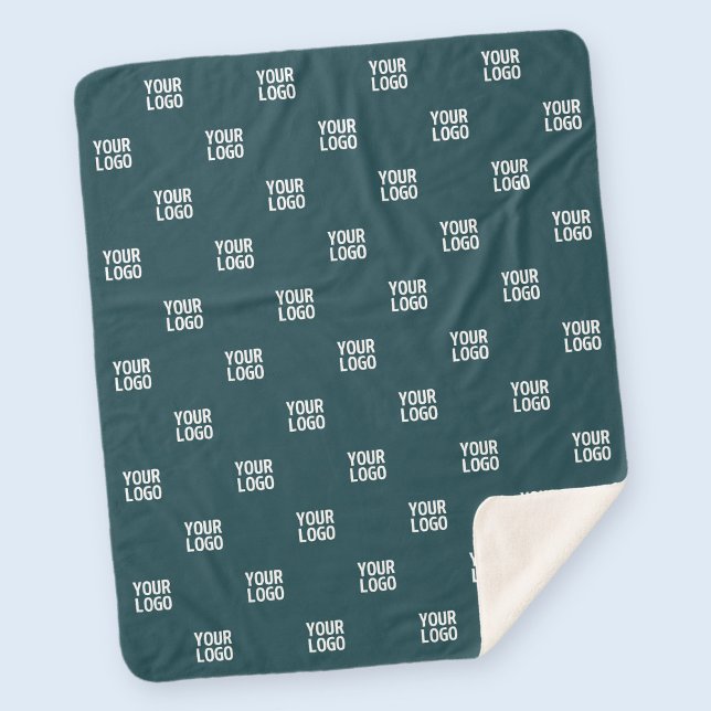 Repeating Image, Design or Logo | Dark Blue Green Sherpa Blanket (Creator Uploaded)