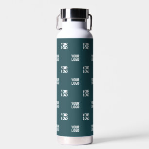 Repeating Image, Design or Logo Dark Blue Green Water Bottle